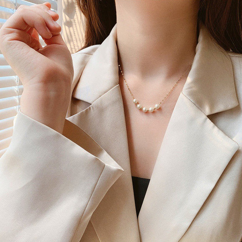 Simple & Minimalist Fresh-Style Faux Pearl Pendant Necklace for Women – Unique, Versatile Instagram-Worthy Clavicle Chain, Neck Jewelry