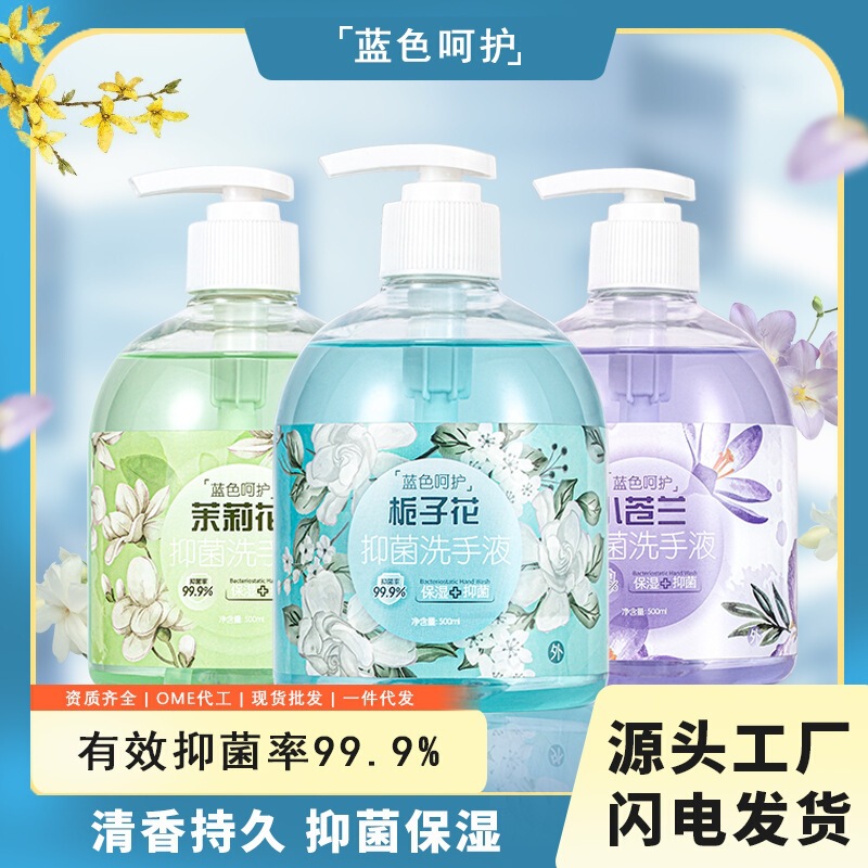 Blue Care Floral Scent Antibacterial Hand Sanitizer 500ml Household Perfume-Grade Fragrance Cleansing, Gentle and Moisturizing in Stock