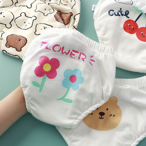 Cute baby training pants anti-side leakage toilet practice pants baby waterproof diaper toddler pants cloth diapers