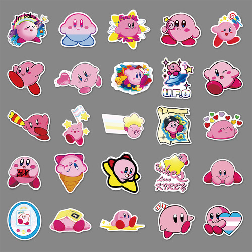 50 Star Kirby Cartoon Sticker Personalized Cross-border Anime Game Creative DIY Skateboard Luggage Sticker