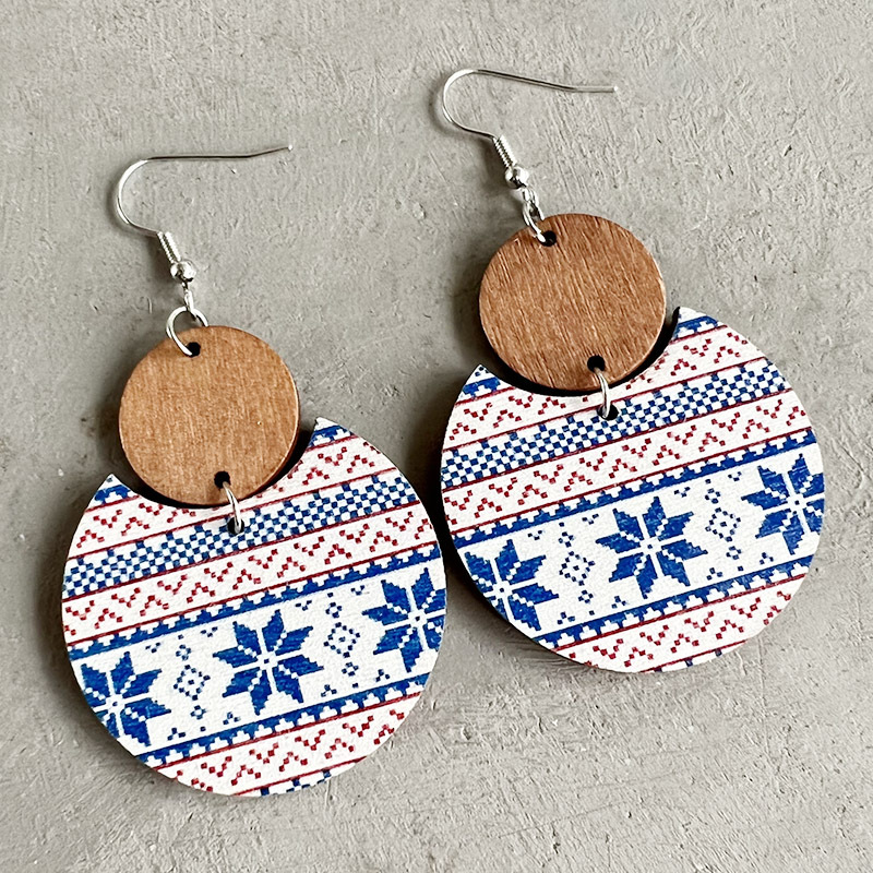 Fashion Snowflake Wood Handmade Christmas Women's Earrings 1 Pair display picture 6