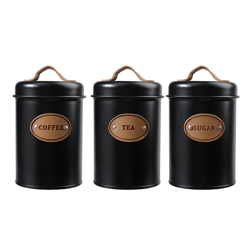 Nuevo Amazon caliente-Venta de almacenamiento de hierro galvanizado tarro a prueba de polvo café azúcar té tarro decorativo decoración de almacenamiento tarro