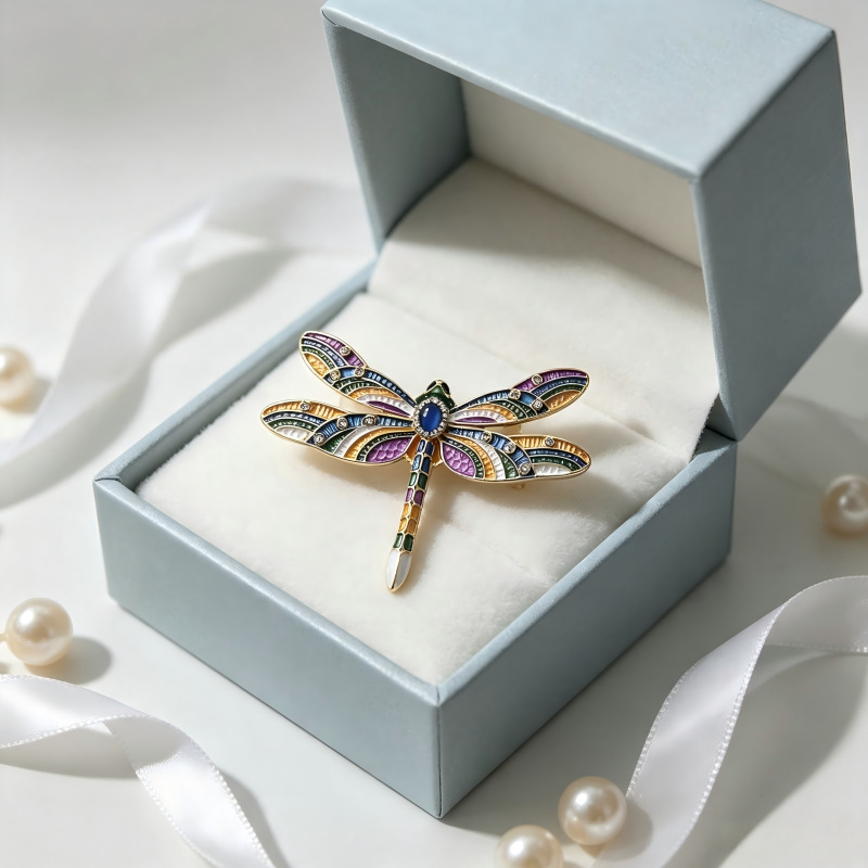 Enamel dragonfly brooch, direct supply from the factory, vintage court style, diamond-encrusted brooch accessory, large quantities in stock for dropshipping