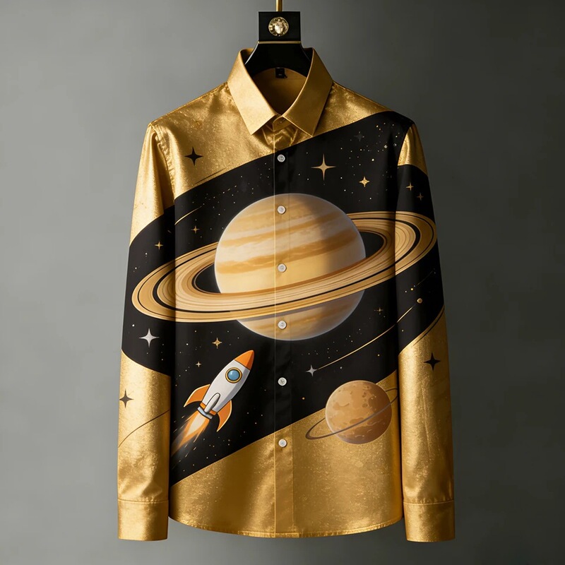 2026 Men's Space Exploration Print Shirt Casual Quality Long Sleeve Turn-down Collar Street Fashion European and American Cross-border Shirt 2026 Men's Space Exploration Print Shirt Casual Quality Long Sleeve Turn-down Collar Street Fashion European and American Cross-border Shirt