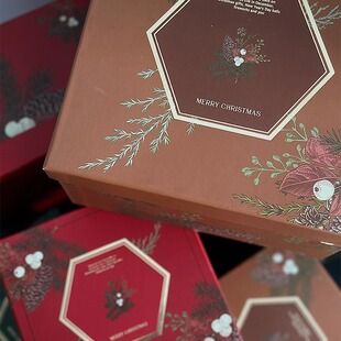 Christmas gift box gilding National Style gift packaging set two empty boxes peace fruit packaging flower box creative high square box
