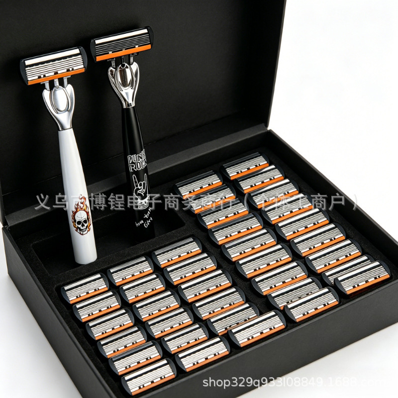 Six-Layer Blade Manual Razor Universal Old-Fashioned Shaving Razor Replacement Head for Home Use Men's Razor Beard Trimmer