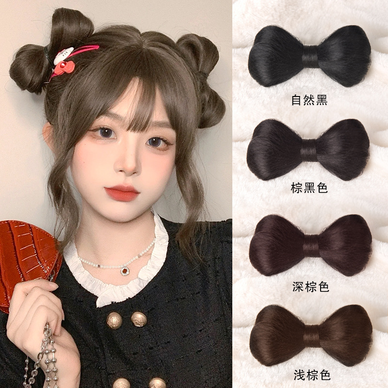 Bow Ball cabeza pelucina pelucina mujer lindo simulación cabello caliente perezoso cabello flojo antiguo anillo de pelo pelucina