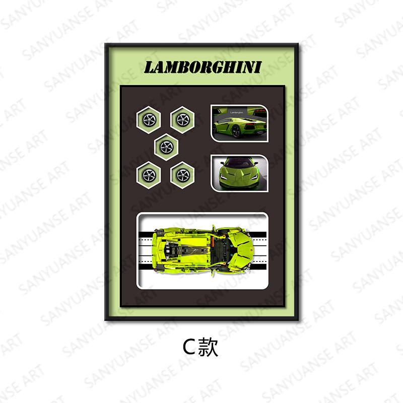 Sala de estar de la entrada Pintura decorativa moderna Coche de construcción tridimensional creativo Sofá pared de fondo Pintura mural de la cabecera del restaurante