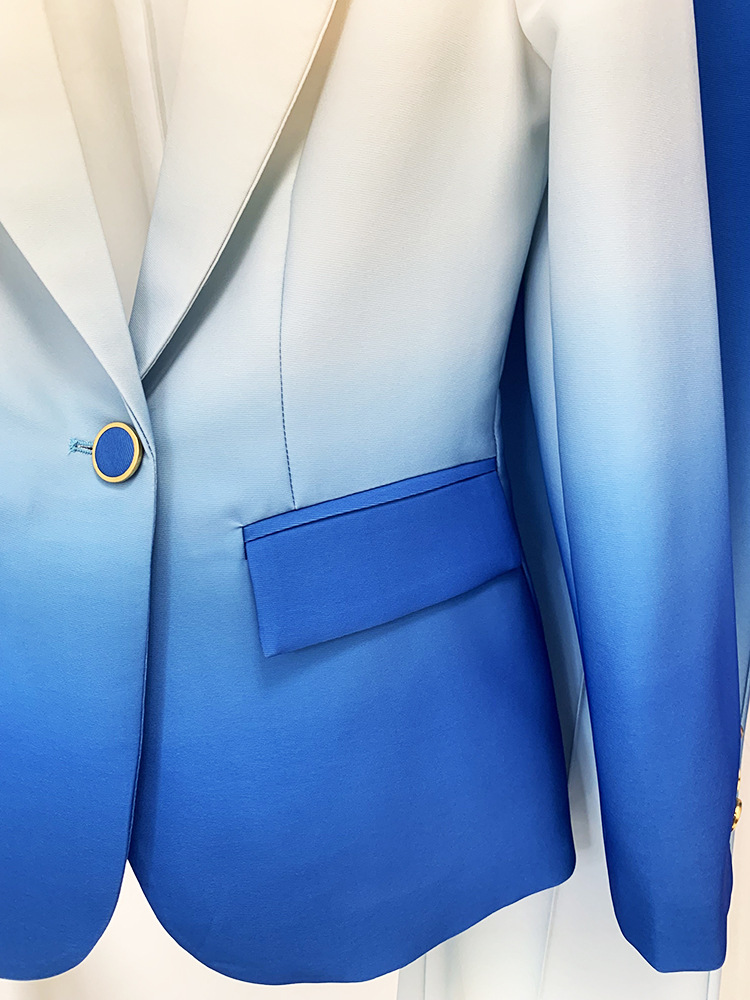 GraceChic Cross-Border In-Stock 2025 New Fashionable Gradient Slim Fit Suit With Flared Trousers Two-Piece Set_voghion.com