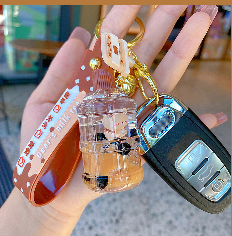 54g Weight Bag Pendant, Keychain Classification Daily Occasion PVC, Arylic Material Fashion Milk Tea PVC Arylic Patchwork Unisex Bag Pendant Keychain