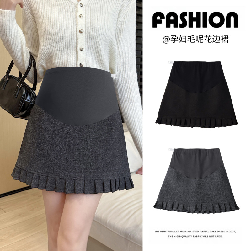 Maternity Skirt Autumn and Winter Thickened Woolen 2026 New Korean Style High-Waisted A-Line Slimming Short Skirt for Petite Figures Maternity Skirt Autumn and Winter Thickened Woolen 2026 New Korean Style High-Waisted A-Line Slimming Short Skirt for Petite Figures