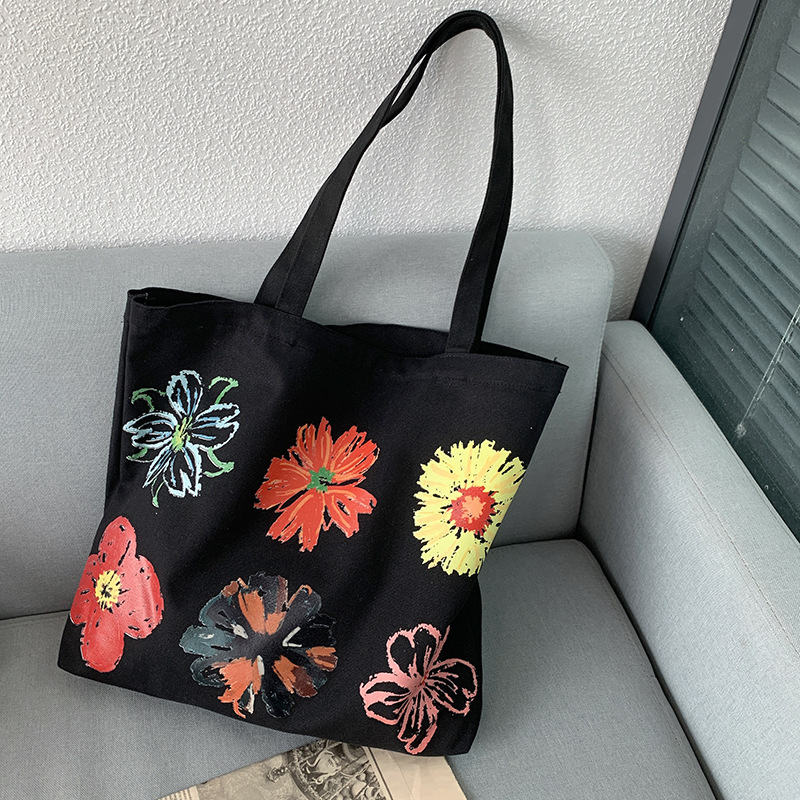 Women's Large Canvas Flower Basic Square Zipper Canvas Bag display picture 14