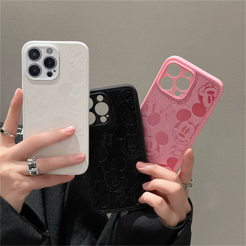 Чехол для телефона Apple совместим с iPhone 11–16, экокожа, дизайн «Микки», защитный