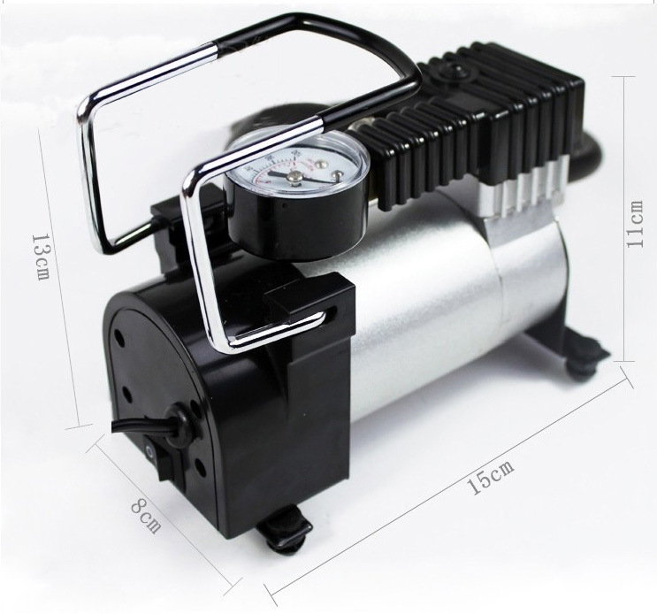 Car Horizontal Bar Air Pump Single Cylinder Car Tire Air Pump 12V Portable Metal Electric Emergency Tool