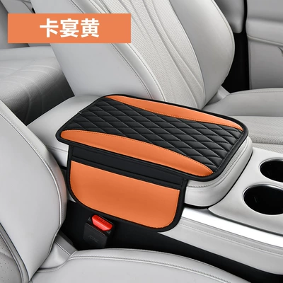 Cover Middle Storage Storage Multi-Functional | Armrest box - double-armrest-box-with-pocket-black-orange