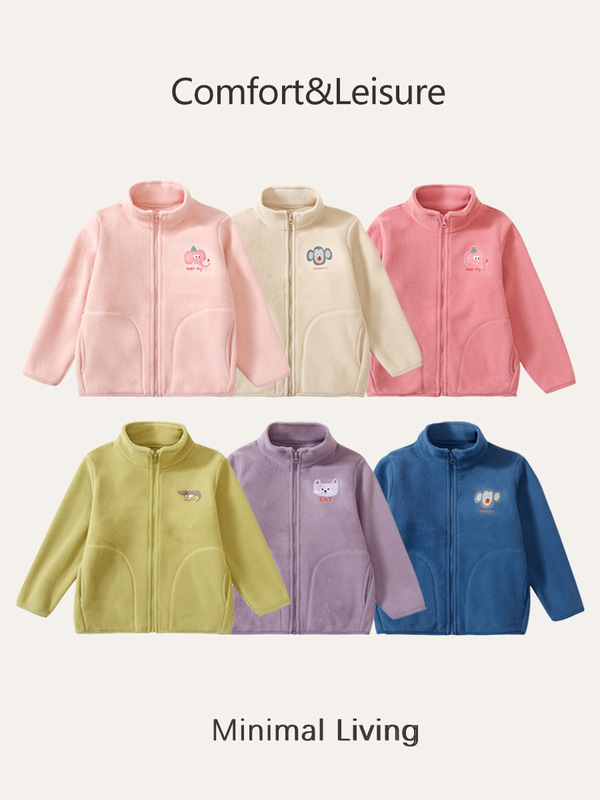 儿童摇粒绒外套卡通印花宝宝可爱保暖上衣秋冬校服神器亲子款|undefined