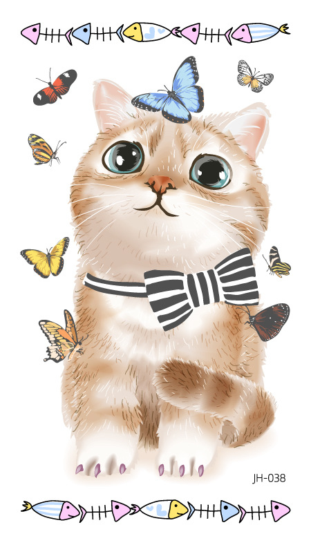 Protección del medio ambiente a prueba de agua sudor desechable lindo gato divertido tatuaje pegatinas cicatriz personalizada cubriendo fresco hombres y mujeres tatuaje