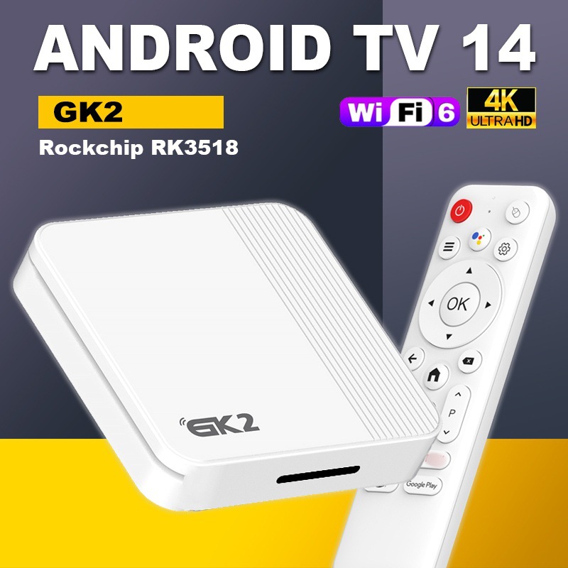 GK2 Cross-border decodificador RK3518 de doble banda wifi6 Android 14 TV box 4K HD tv box al por mayor