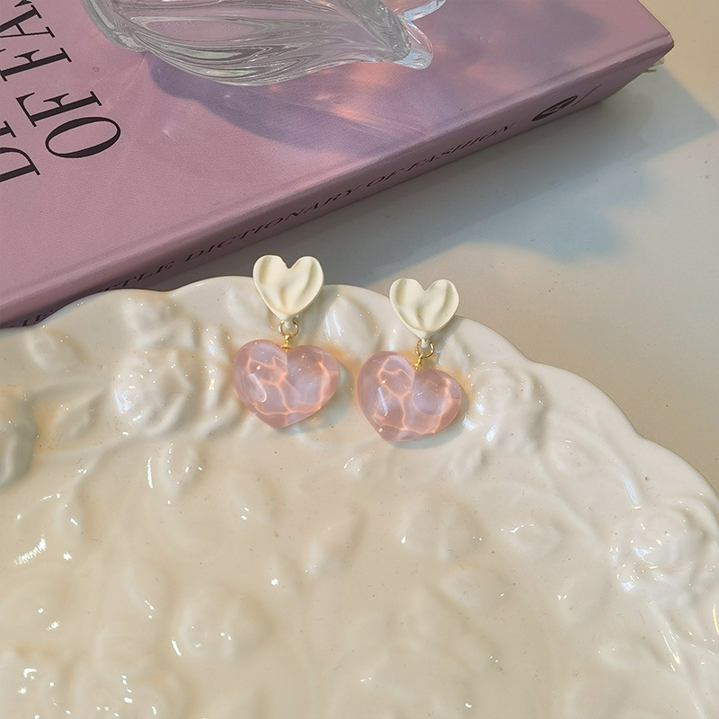 Bijoux En Gros Mignon Sucré Forme De Cœur Résine Boucles D'oreilles display picture 5