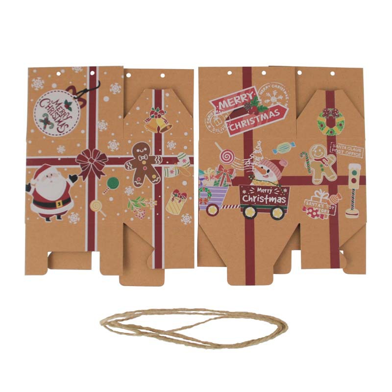 Nueva caja de dulces de Navidad caja de papel Kraft caja de dulces de Navidad pequeña casa caja de embalaje caja de dulces de Navidad en stock