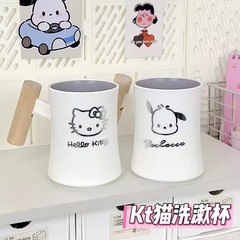 子猫と子犬の洗浄カップ、高級木製ハンドルマウスウォッシュカップ、学生寮のシンプルなバスルーム歯ブラシカップ