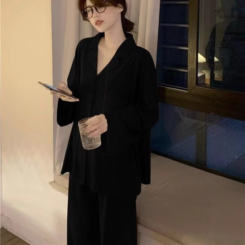 여성용 잠옷 봄, 가을 긴팔 귀여운 심플한 가정복 외부에서 착용할 수 있는 고급 2023 새로운 스타일 대형 슈트