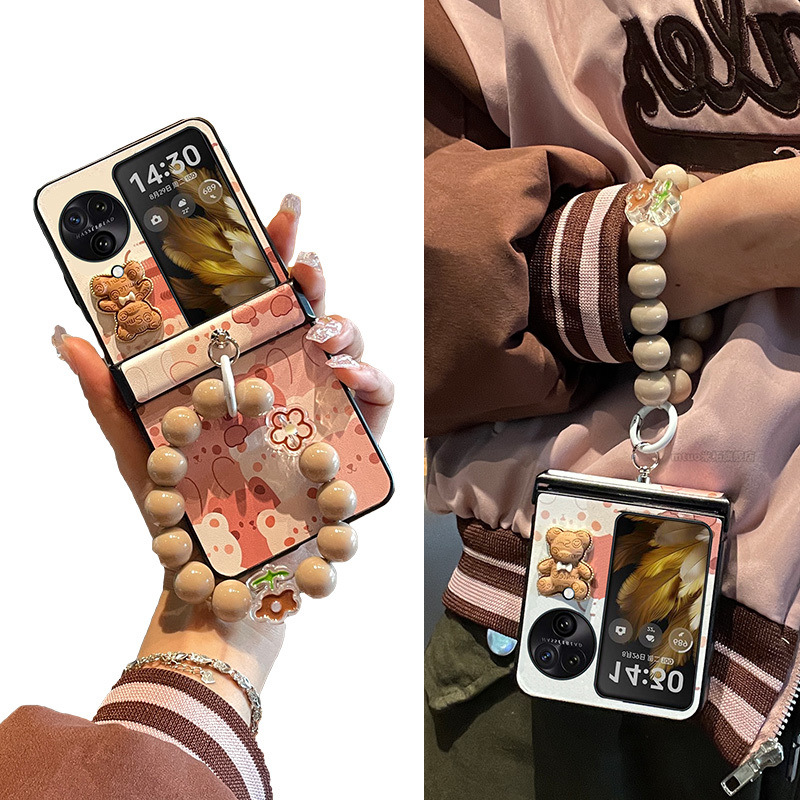 Mc Apricot Bear Pile Suitable for Oppofindn3Flip Mobile Phone Case Leather New Findn2Flip Hinge Full