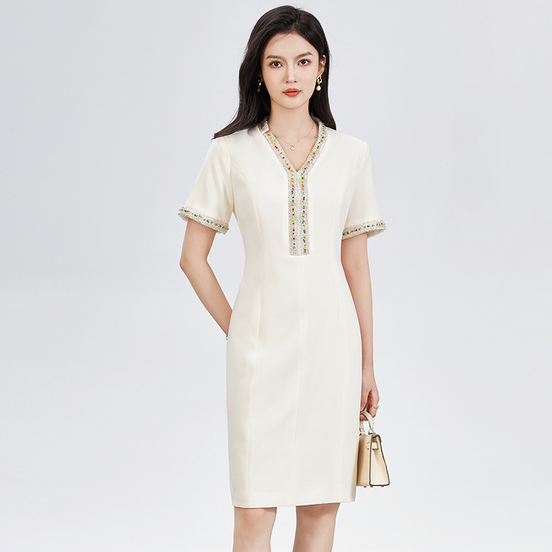 Đầm suông nữ midi mùa hè tay ngắn — 2507605 - Đỏ chi tiết 6