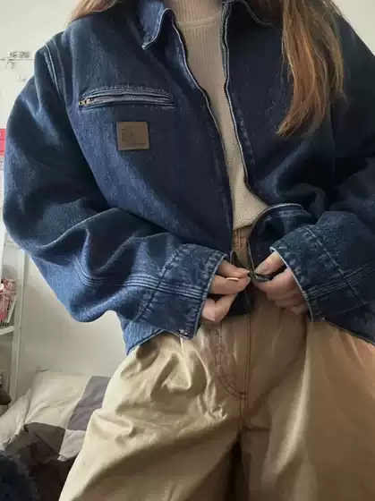 High Quality Ka@H Carha Retro Washed Denim Zipper Jacket Loose Lapel Detroit Jacket Outerwear