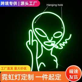 亚马逊外贸跨境工厂直发外星人open LED广告灯装饰灯霓虹灯定 制