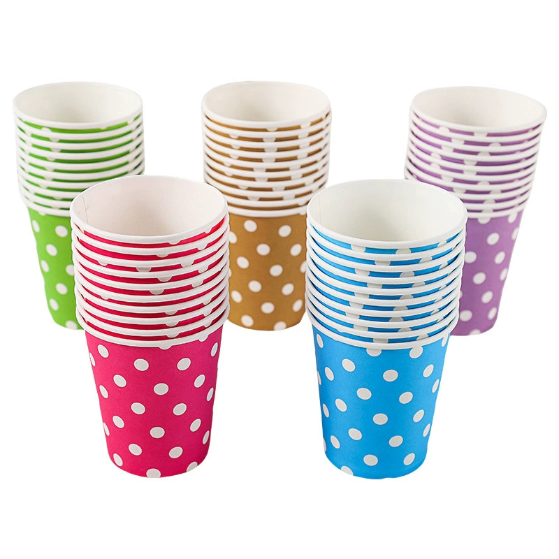 Polka dot disposable thickened cup for home use, colorful cup for soy milk, gilded hot-stamping party wholesale