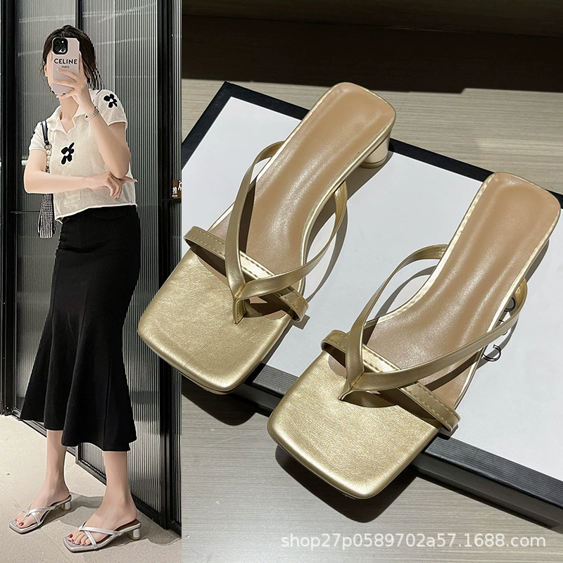 Summer flip flops, slippers, sandals, thin strap, french style