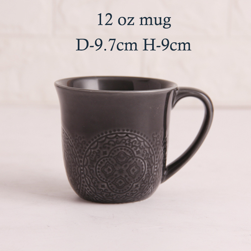 Delicado patrón de alivio retro vajilla de cerámica europea más vendida