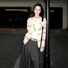 高智感费尔岛针织开衫女韩系早秋穿搭条纹毛衣外套修身学院风上衣