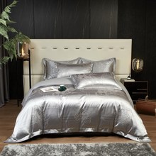 欧式高档奢华四件套丝棉贡缎提花冰丝被套轻奢高级感床上用品纯棉