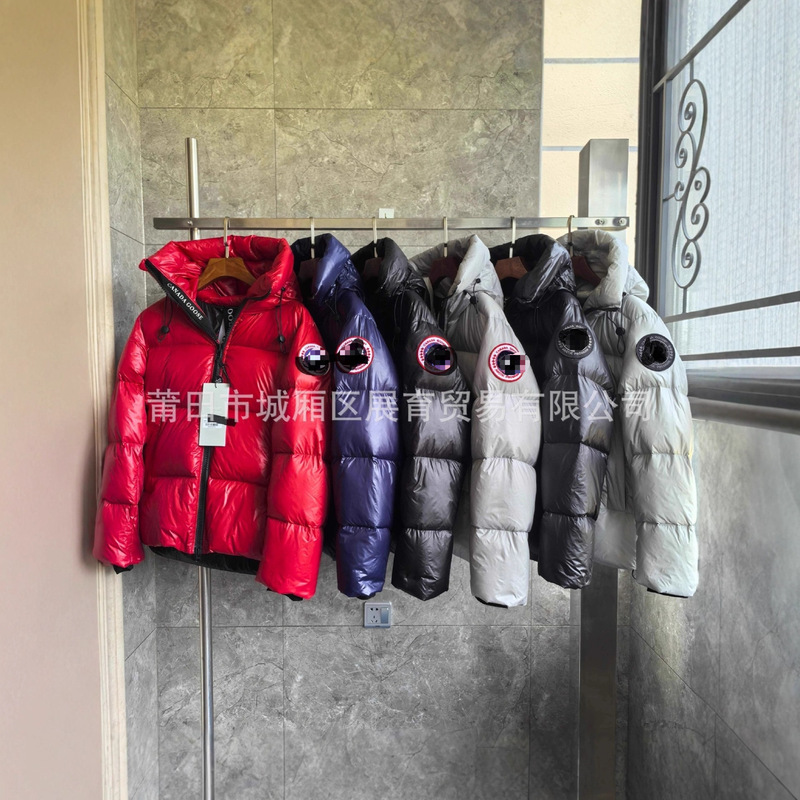 2026 Canada Goose Shiny Hooded Down Jacket Black Unisex Loose Fit Warm Puffer Coat 2252