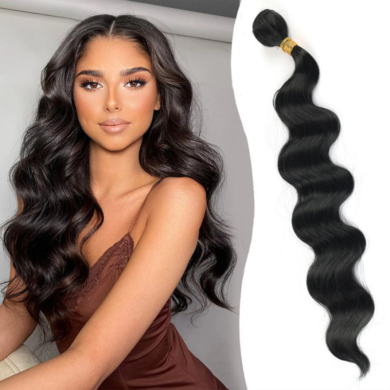 Women's Wig Cross-Border High-Temperature Silk Snake Curl Hair Extensions Black Bodywave Synthetic Hair Long Curly Wig