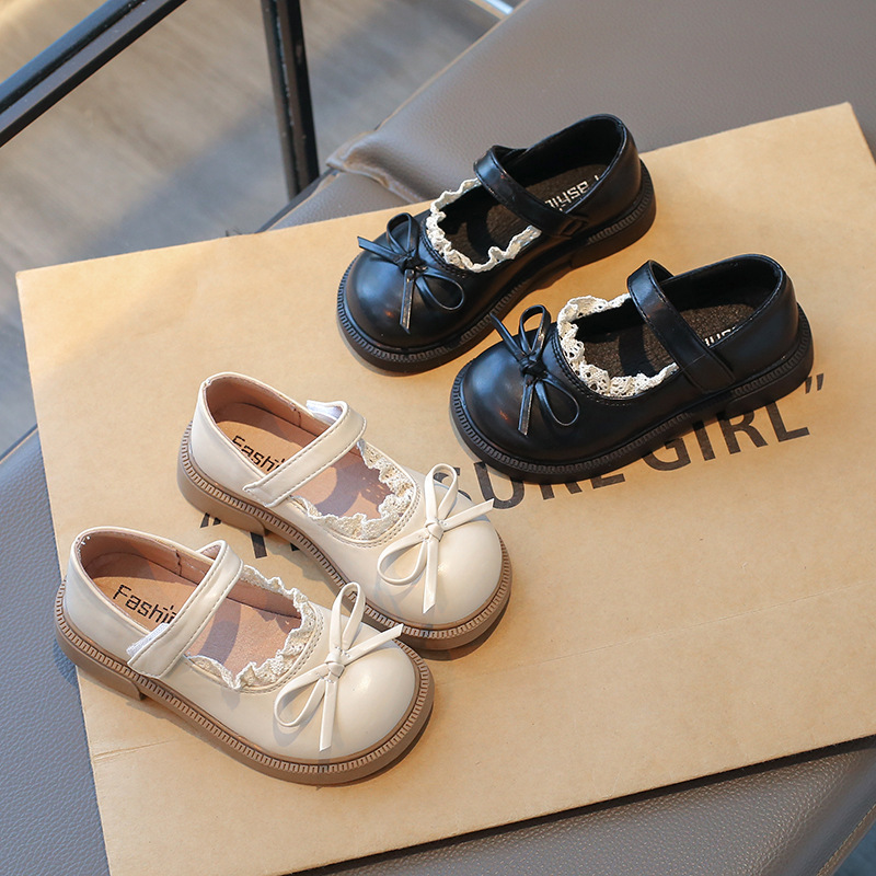 Zapatos infantiles de niñas arco zapatos de encaje de cuero primavera y otoño 2025 nuevos estudiantes zapatos princesa marizhen zapatos transpirables para niños zapatos image 3