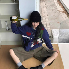 2025早秋款韩版复古小众简约慵懒风针织开衫毛衣女宽松百搭上衣潮