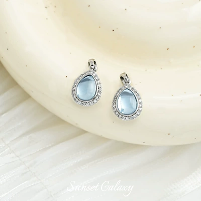 Headwear Accessories — Zərgərlik ara hissələri - aquamarine-silver-plated-drop-shaped-one9641843mm