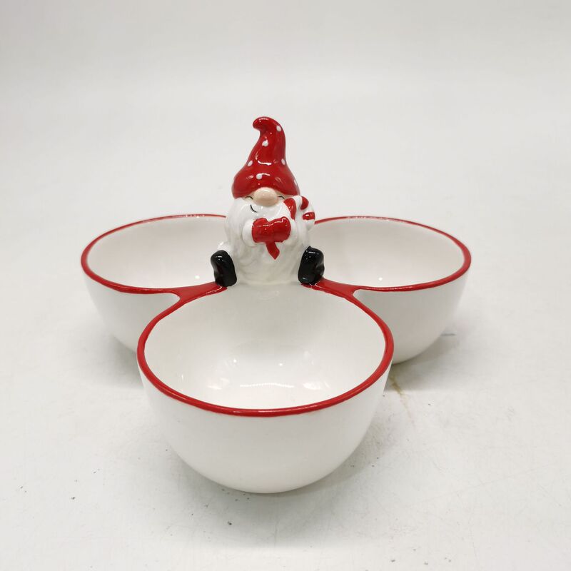 Customized Cross-Border European and American Style Ceramic Painted Christmas Bowls, Three Consecutive Pre-Dinner Bowls, Seasoning Oil Dishes, Holiday Tableware