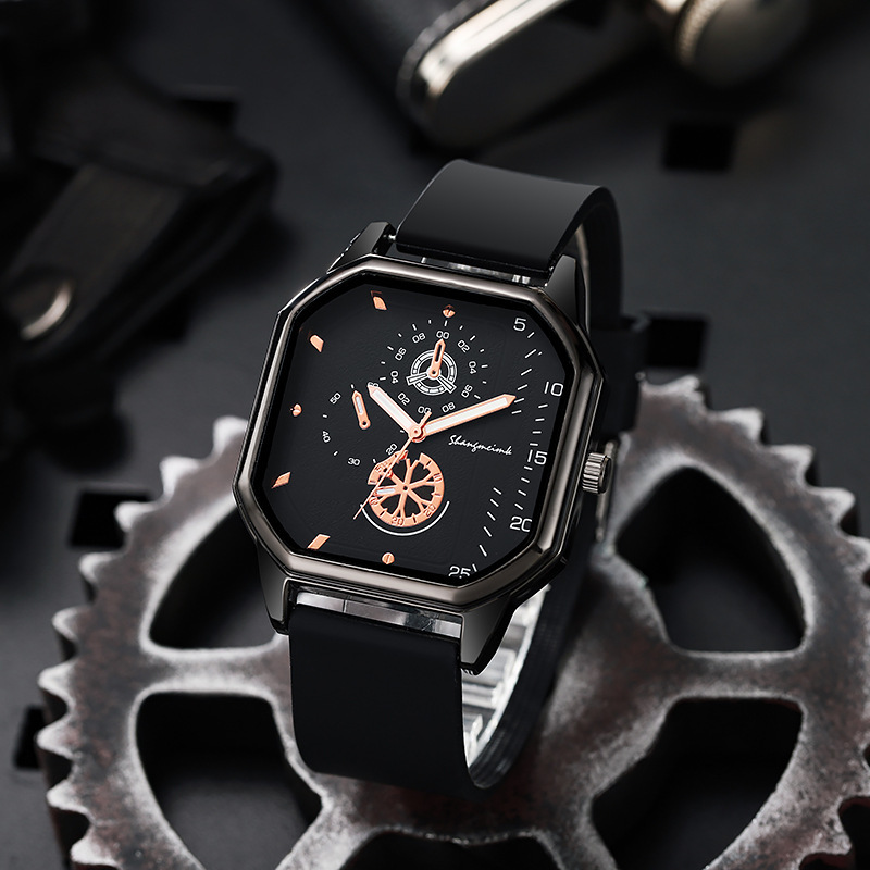 La gran esfera de Liu moda nuevo cinturón de carcasa cuadrada de doble nivel casual personalidad de los hombres reloj de cuarzo deportivo al por mayor