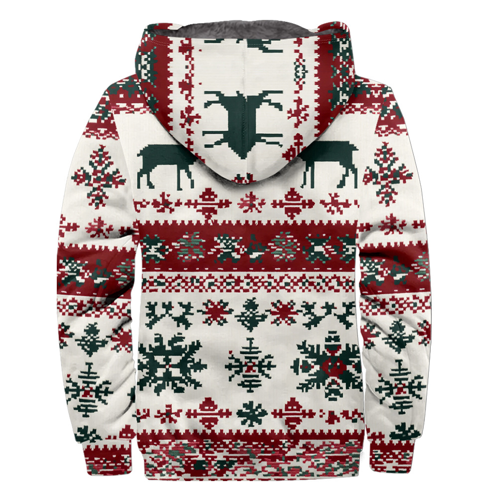 Giacca in pile con cappuccio natalizia da uomo - calda e comoda_voghion.com