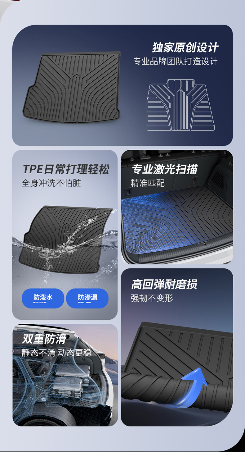 Suitable for Lantu Free+ Zhīyīn Special Vehicle, All-Weather Tpe Car Accessories Trunk Mat