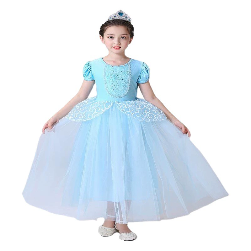 Frozen Cinderella, новое платье принцессы с короткими рукавами, платье для девочек на Хэллоуин, одежда для внешней торговли