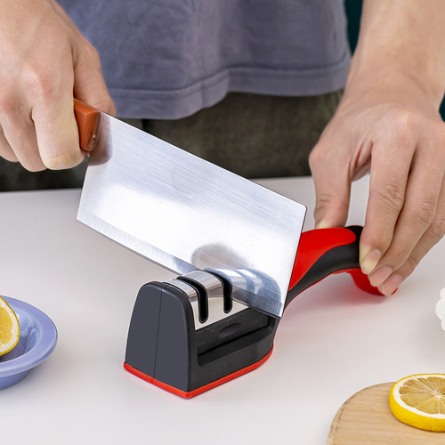 Kitchen 3-stage Knife Sharpener Household Multifunctional Handheld Three-use Black Red Whetstone Amazon Kitchen Tools