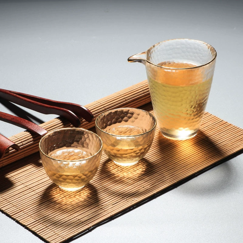 Japanese with a forged pattern glass tea set, increased thickness