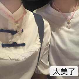 复古8090粉色链条卡通KT猫土酷项链霹雳辣妹ins女潮蹦迪配饰