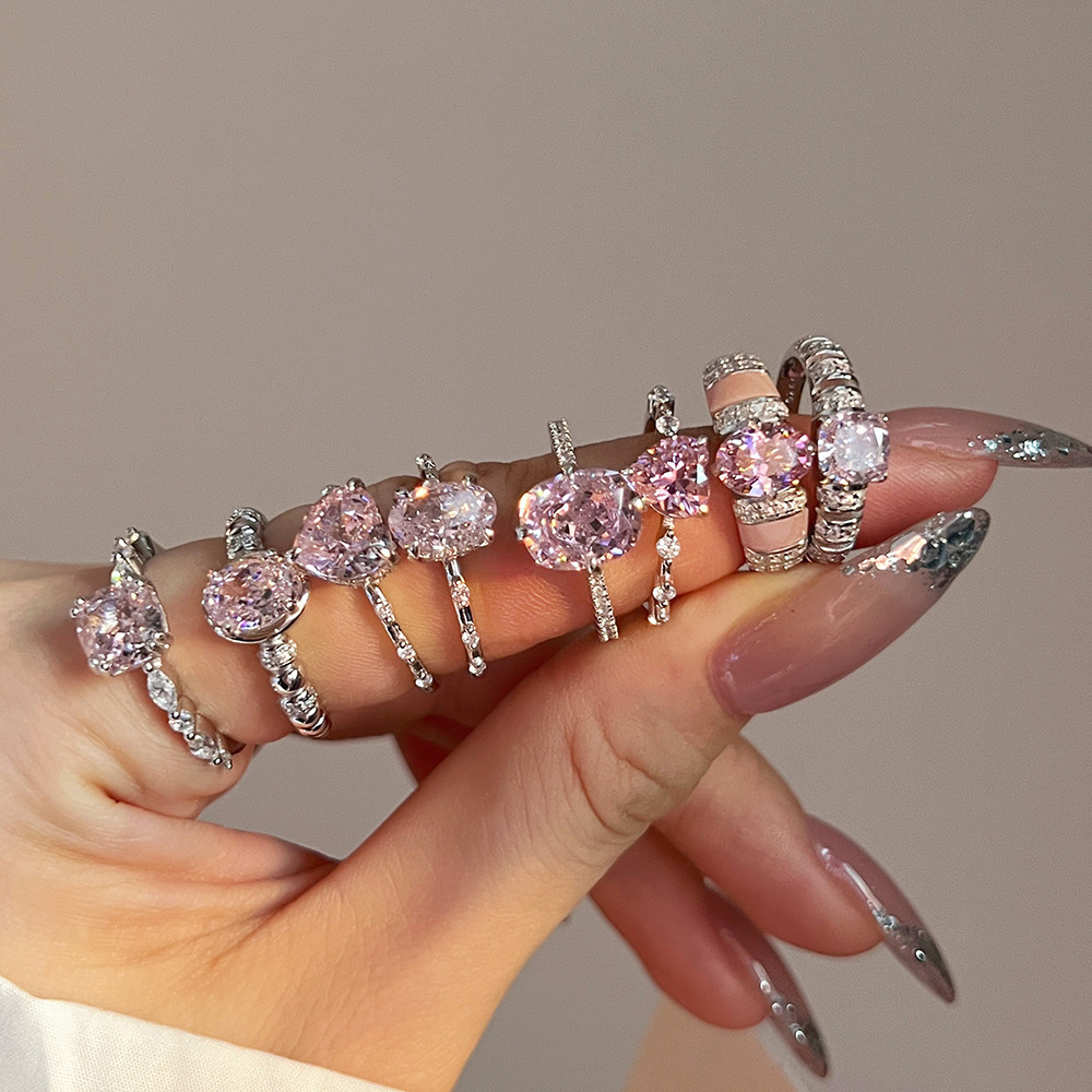 3g Weight Zircon Inlay Material Rings Classification 1 Piece Quantity Daily Occasion 925 Sterling Silver Material Heart Shape Pattern Women's Gender Plating Design Elegant Style 925 Sterling Silver Zircon Heart Shape Rings 925 Sterling Silver Rings 3