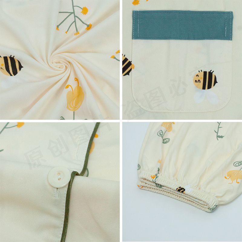 Nuevo pijama de algodón de alta calidad damas primavera y otoño ropa de hogar de mangas largas cardigan dos piezas set